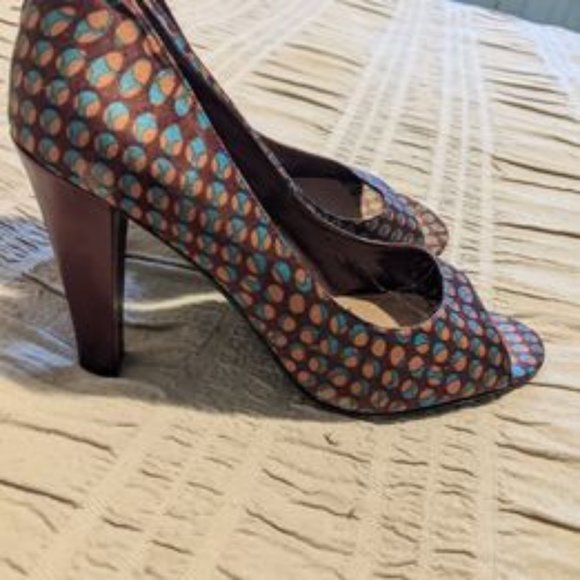 Enzo Angiolini - Burgundy Blue Peep Toe High Heels 8.5 - Picture 3 of 3